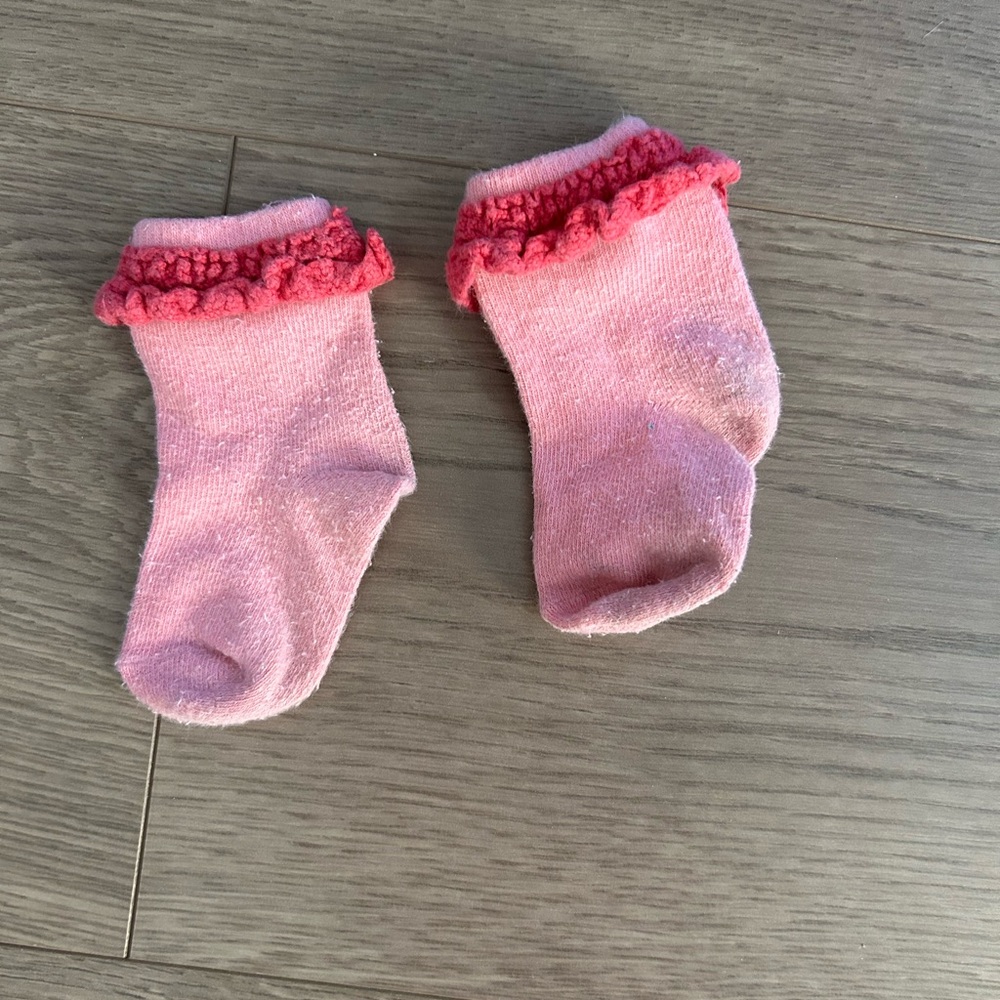 Little stocking Company, girlhood, pink lace, crochet, trim socks
